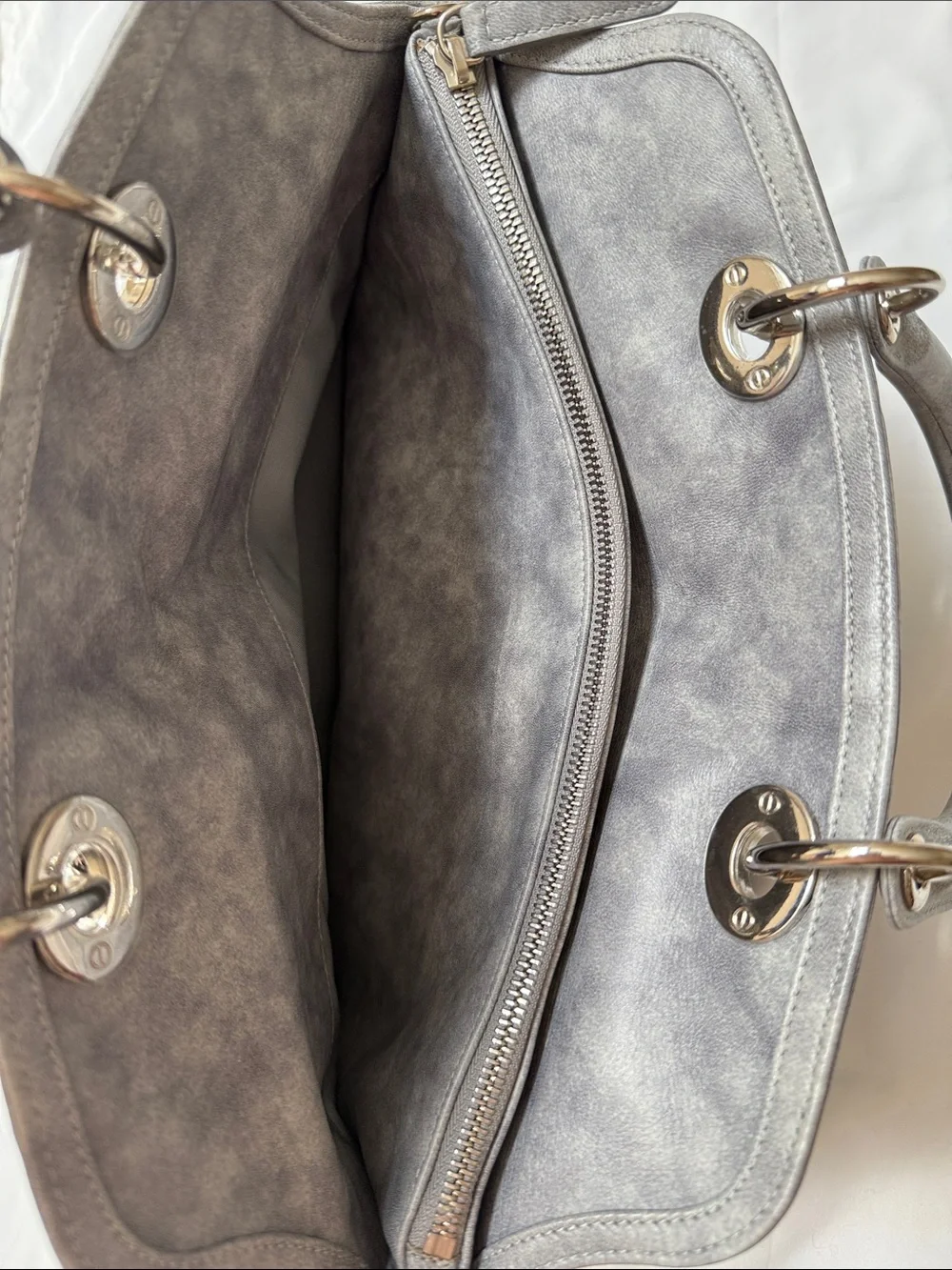 Dior Grey Quilted Top-Handle Satchel with Silver Hardware